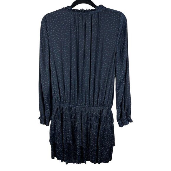 Current Air Anthropologie Blue Star Print Micro Pleat Tiered Dress Size Small - Picture 2 of 10